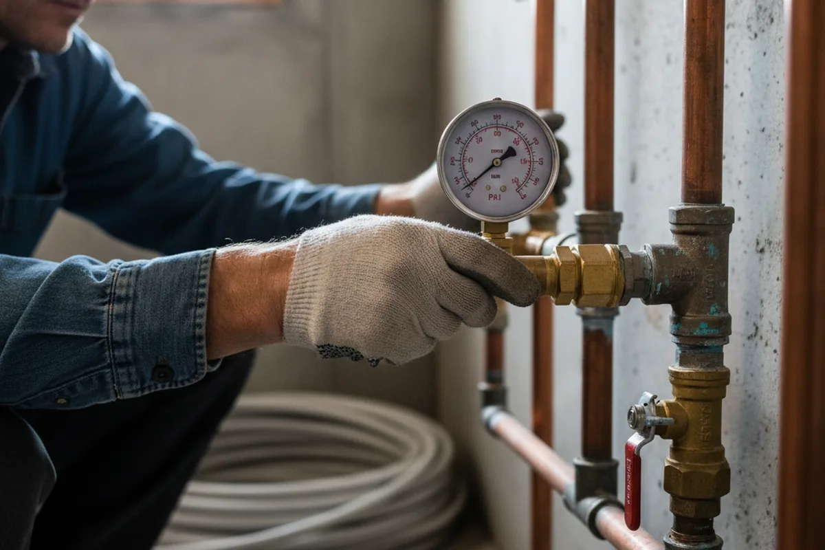Pressure testing a repaired line during Water Line Repair in Dana